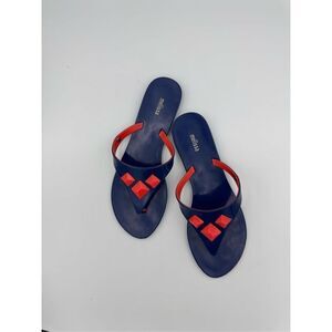 Melissa Womens Blue Orange Jelly Flat Slide Sandals Size 9